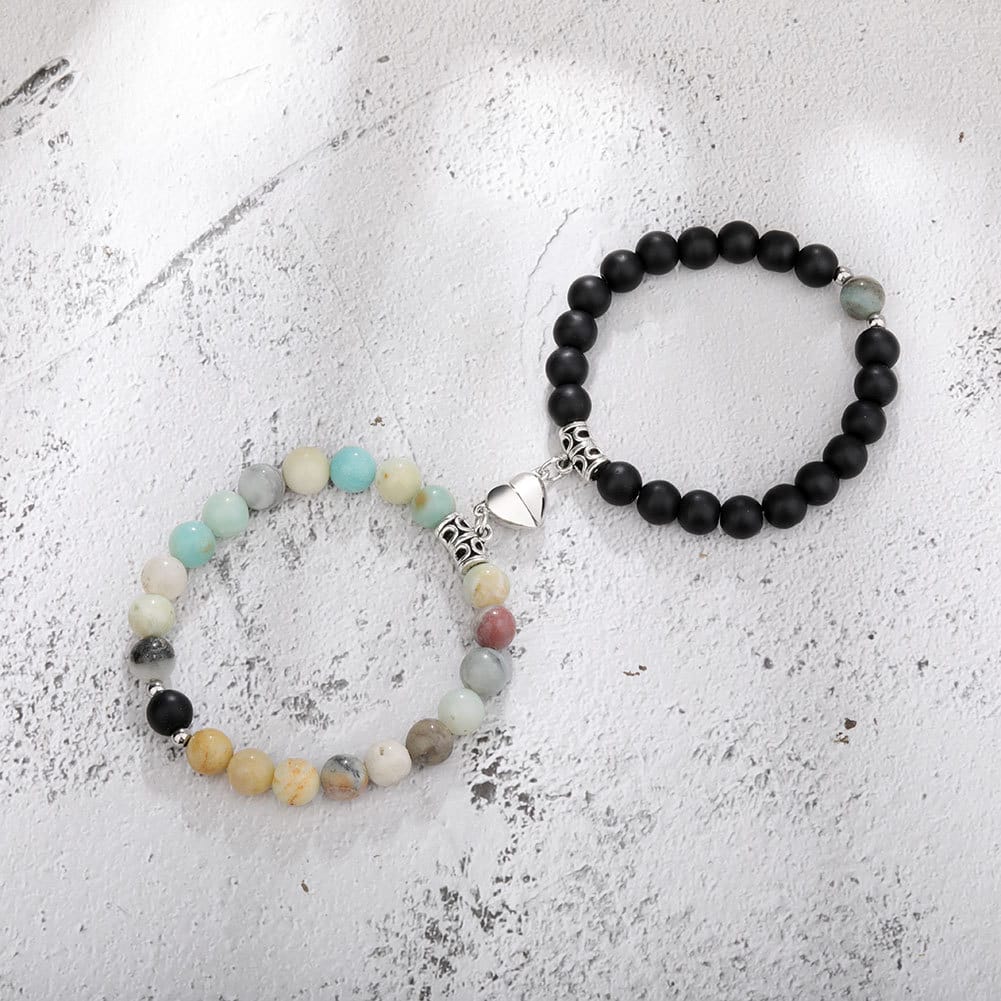 Natural Stone Couple Bracelet Crystal Set (2 Pieces)
