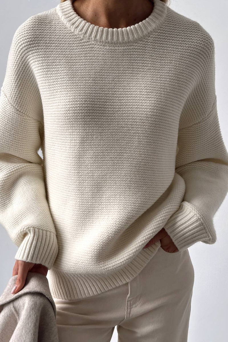 Encarna® | Casual solid color O-neck sweaters for everyday wear