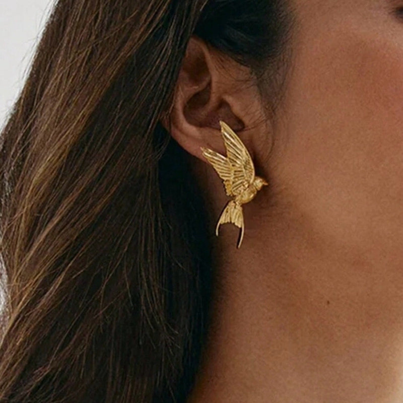 “hello Birdie” 18k Inspired Gold Bird Earrings