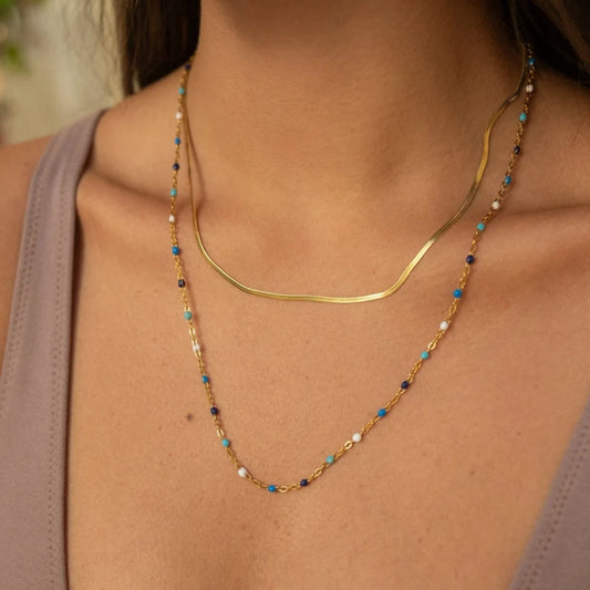 Golden Blue Stones Necklace