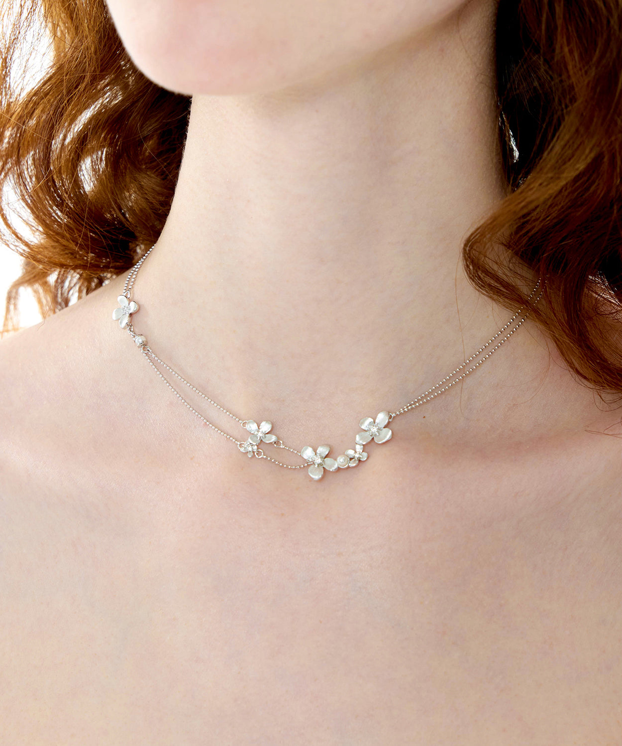 Silver Double Layer Chain Copper Choker