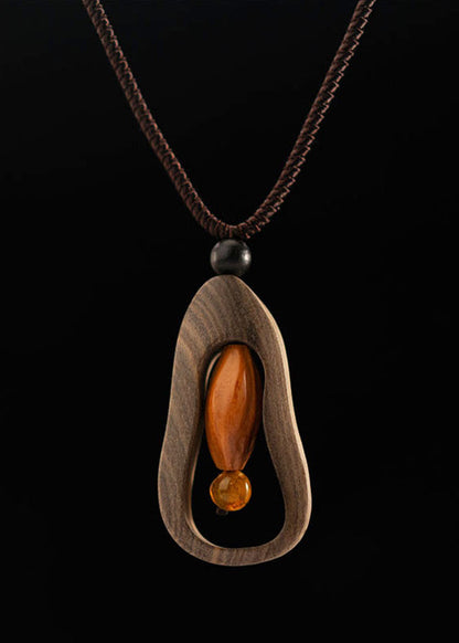 Brown Cotton 45% Linen 55% Sandwood Pendant Necklace