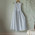 Vintage Stripe Art Linen Tank Midi Dress elevenforest
