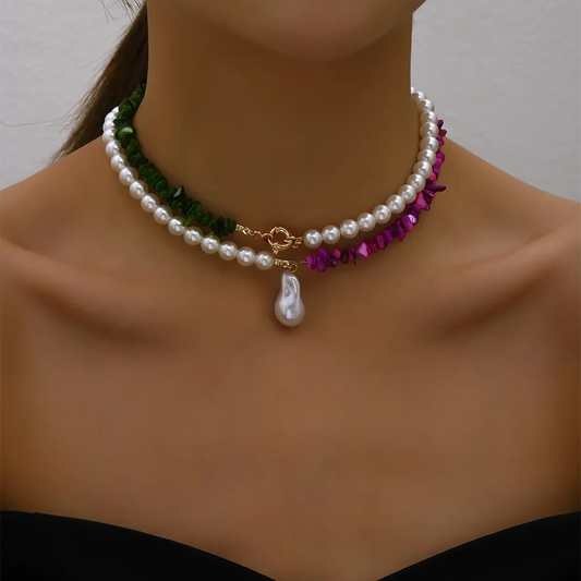 Colorful Baroque Pearl Necklace