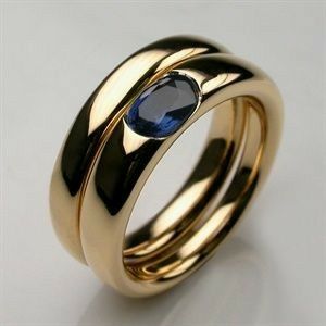 Golden & Blue Zirconia Ring