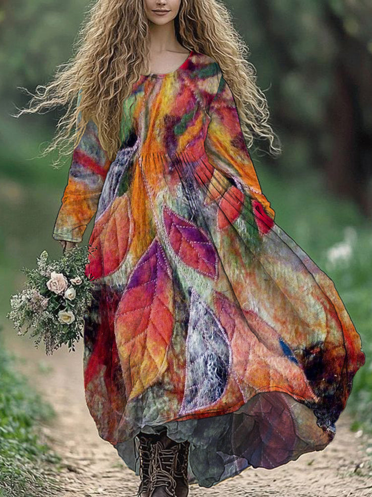 Comstylish Color Tree Art Women's Linen Maxi Dress