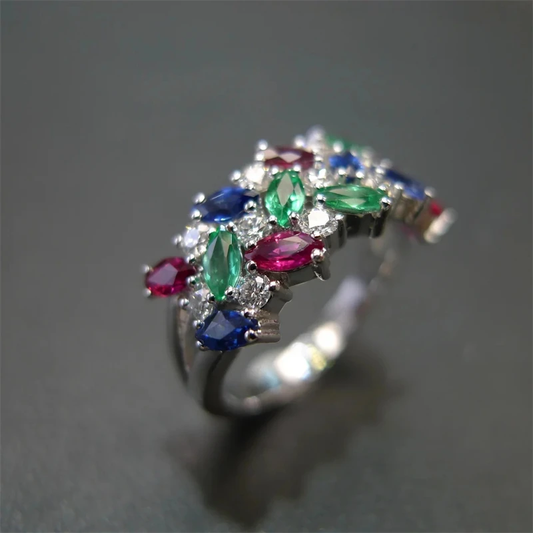 Colorful Zirconia Silver Ring