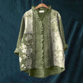 Floral Pattern Lace Patchwork Linen Ruffle Shirt elevenforest