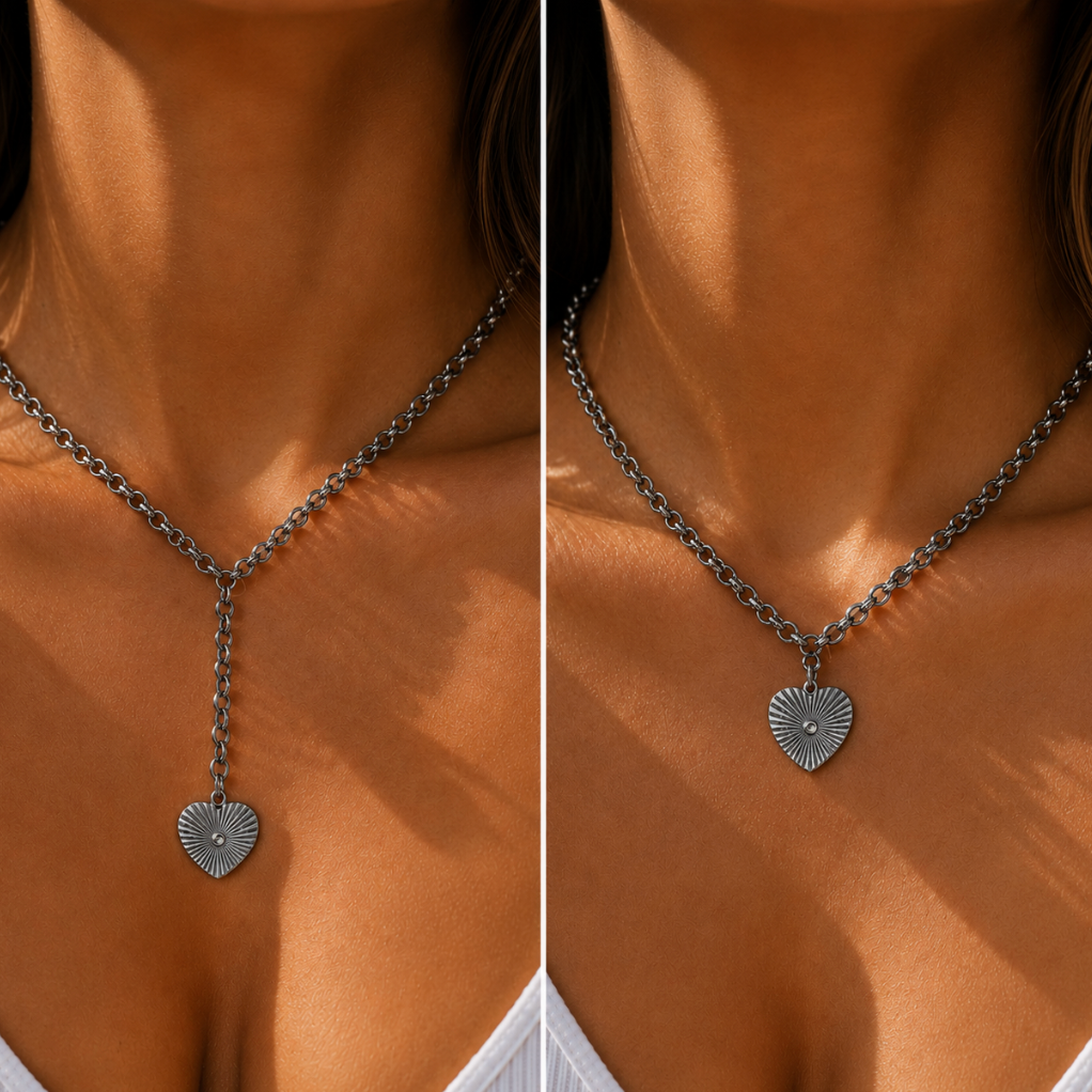 “alicia” Convertible Heart Charm Love Necklace
