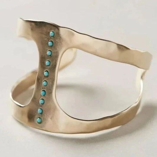 Open Ring With Inlaid Turquoise Stones
