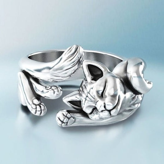 Silver Cat Ring