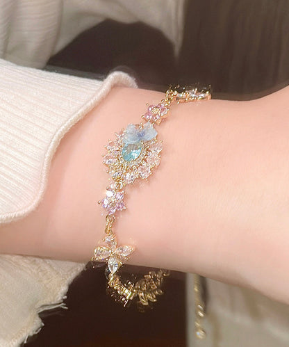 Art Colorblock Crystal Zircon Butterfly Charm Bracelet Gh1007