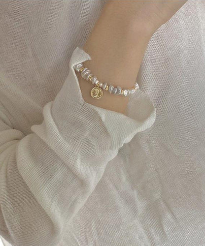Art Gold Hand Pearl Small Bits of Silver Charm Bracelet