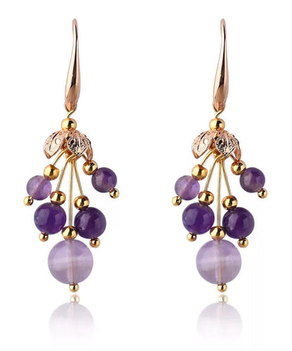 Art Light Purple 14k Gold Crystal Drop Earrings