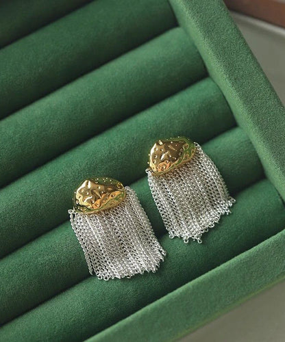 Art White Copper Overgild Tassel Drop Earrings