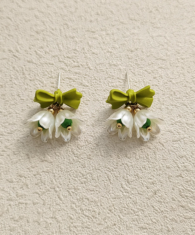 Colorblock Alloy Resin Bow Stud Earrings