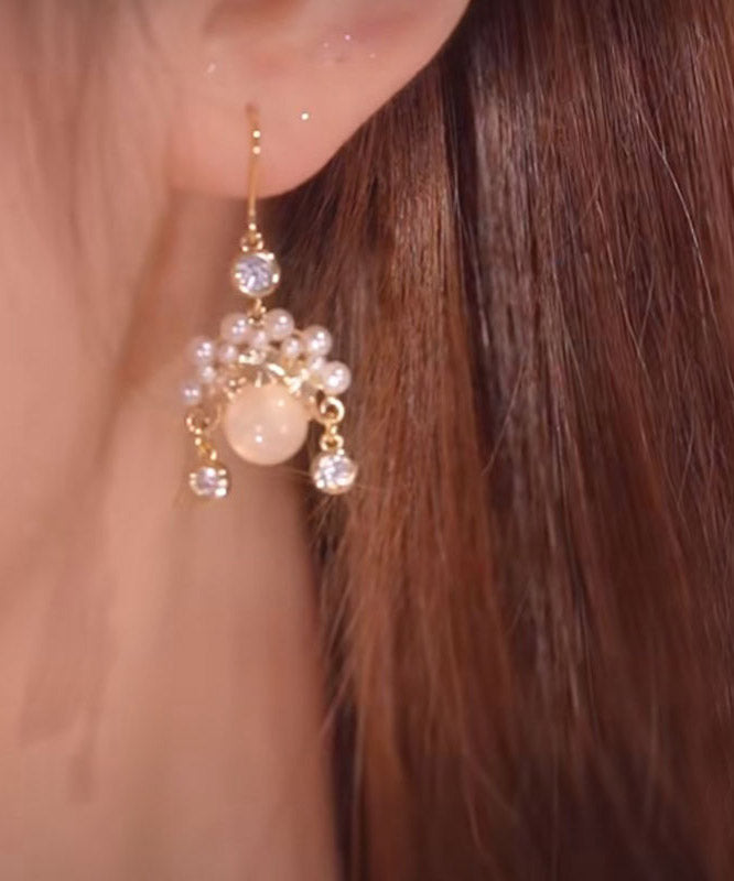 Pink Pearl Opal Drop Earrings