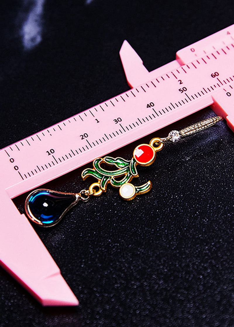 Peacock Blue Gem Stone Droplet Shape Drop Earrings