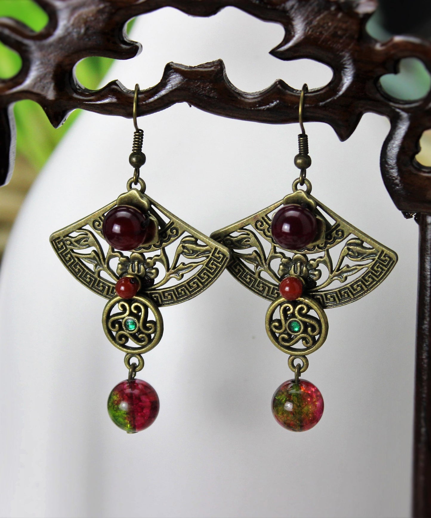 Crystal Patchwork Hollow Out Metal Drop Earrings