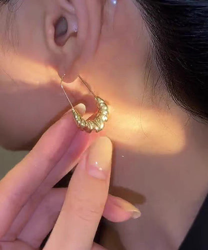 Gold Copper Overgild Croissant Hoop Earrings