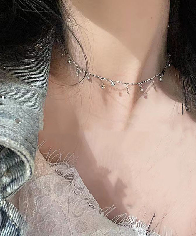 Silk Zircon Star Princess Necklace Kx1045