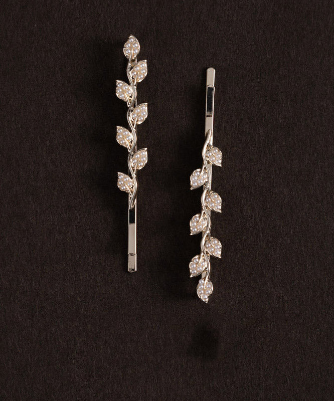 Brief Champagne Alloy Pearl a Pair Hairpin