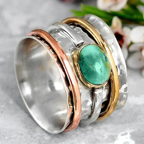Turquoise Ring in Gold and Silver