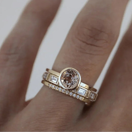 Ring With Golden Zirconium