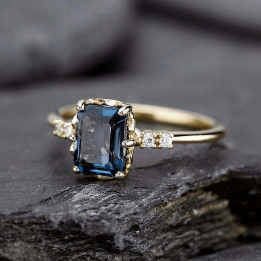 Blue Crystal Gold Ring