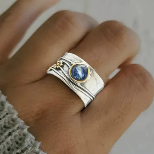 Silver Blue Sapphire Ring