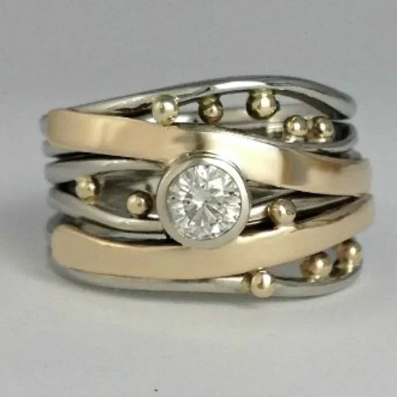 Gold Ring Encrusted With Zirconium