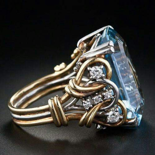 Blue Zirconia Layered Gold Ring
