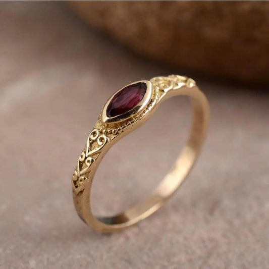 Golden Ring With Red Crystal