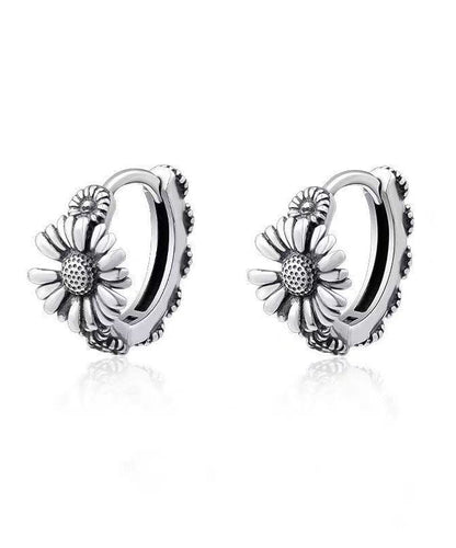 Silk Copper Little Daisy Hoop Earrings