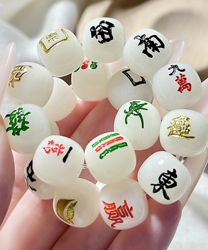 Alloy Mahjong Chain Buddhist Bead White Bracelet