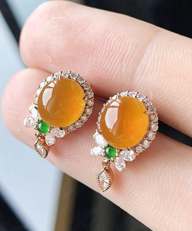 Yellow Sterling Silver Zircon Chalcedony Tassel Stud Earrings