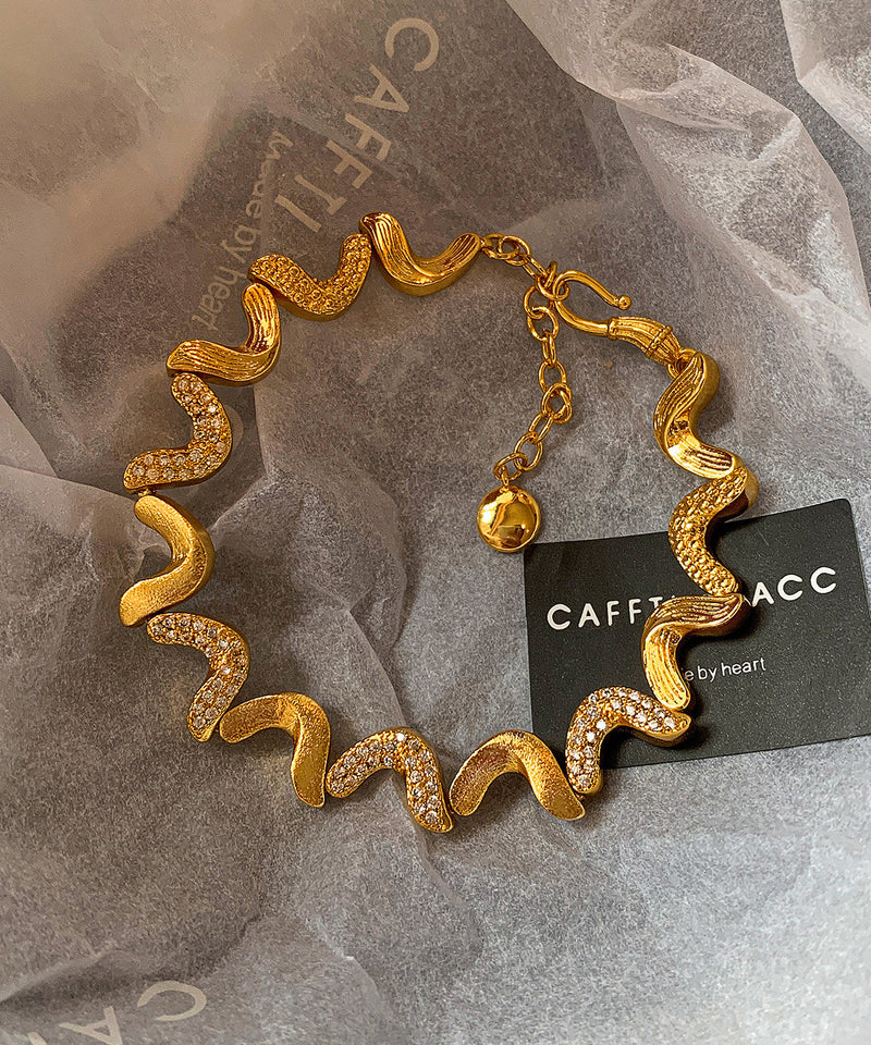 Zircon Double-layer Metal and Pearl Bracelet Two Pieces Set