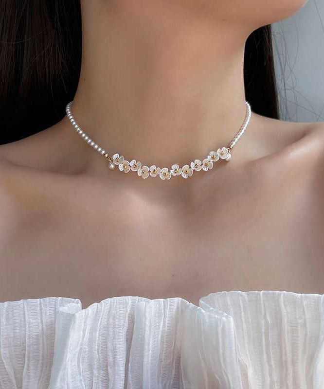 Bead Alloy Classy White Gratuated Pear Necklace