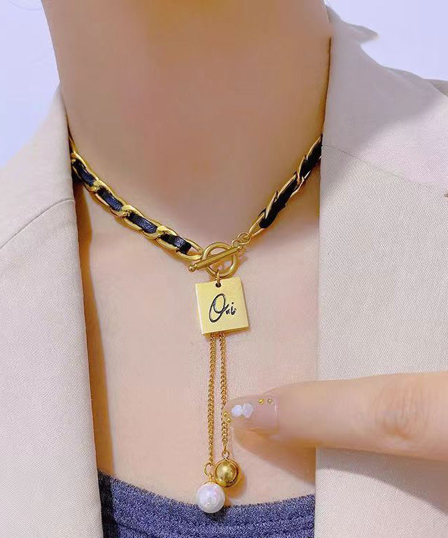 Diy Black Sterling Silver Overgild Pearl Pendant Necklace