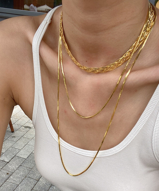 Diy Gold Stainless Steel Bilayer Sweater Necklace Mm077