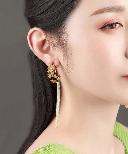 Diy Sterling Silver Cloisonne Tassel Drop Earrings
