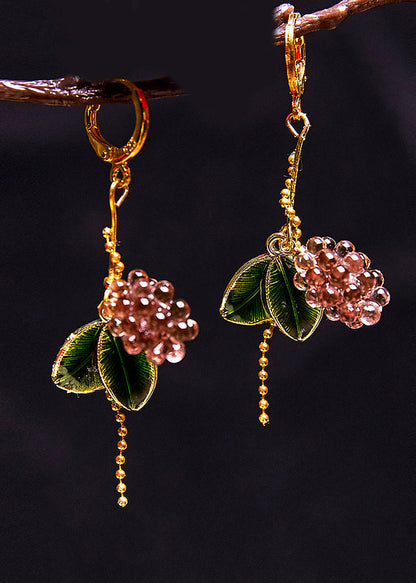 Grapes and Leaves Tassels Drop Earrings