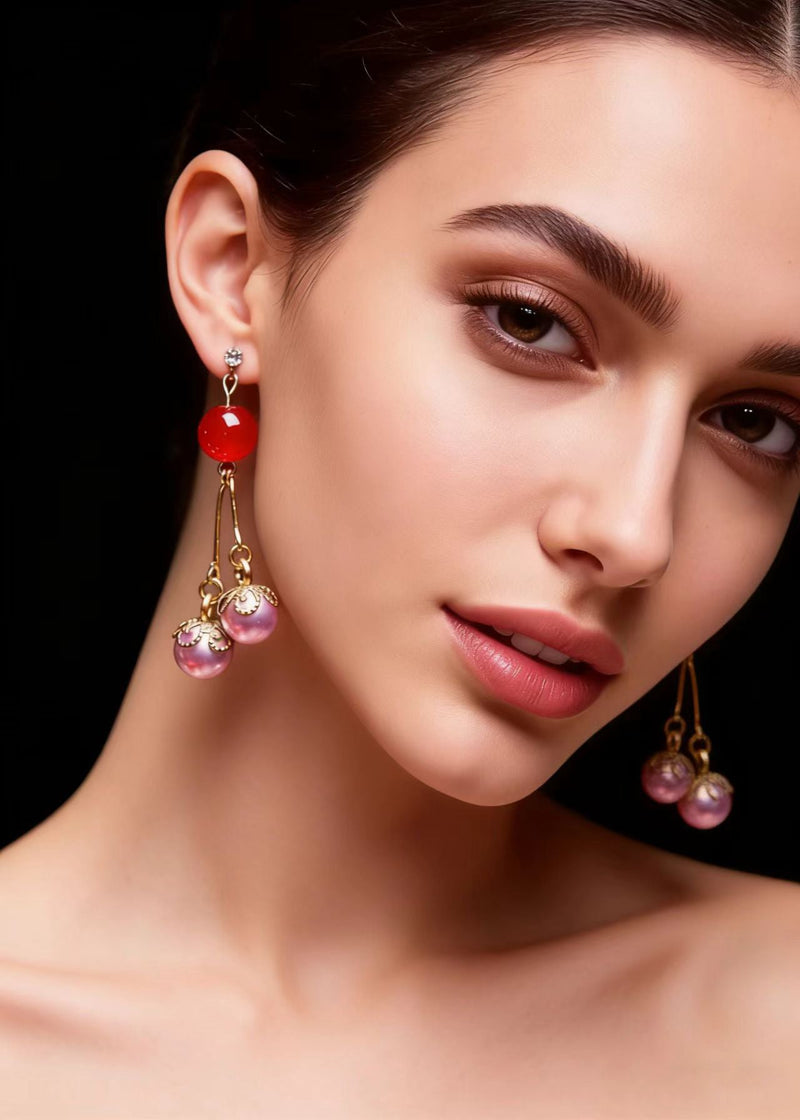 Purple Pearl Zircon Drop Earrings