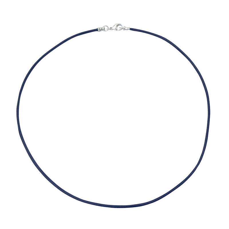 Sterling Silver 1.8mm Fine Navy Blue Leather Cord Necklace