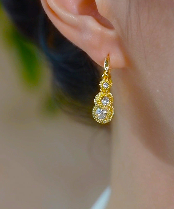 Gold Copper Alloy Zircon Durian Hoop Earrings