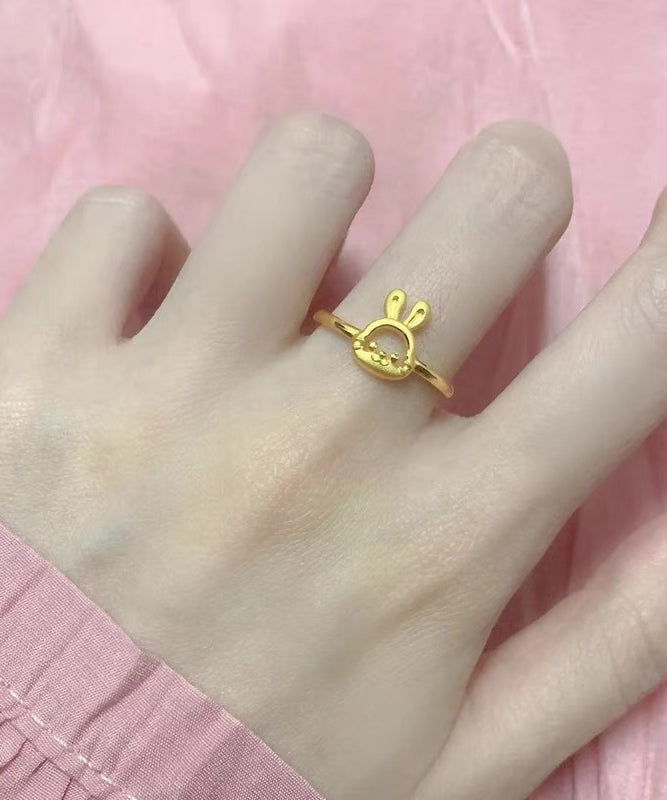 Gold Sterling Silver Overgild Little Rabbit Rings Gh1043