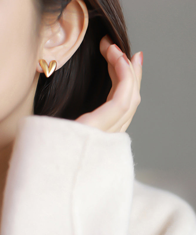 Gold Lovestud Copper Earrings Alloy Fine
