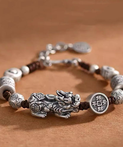 Fine Silk Sterling Silver a Mythical Wild Animal Charm Bracelet