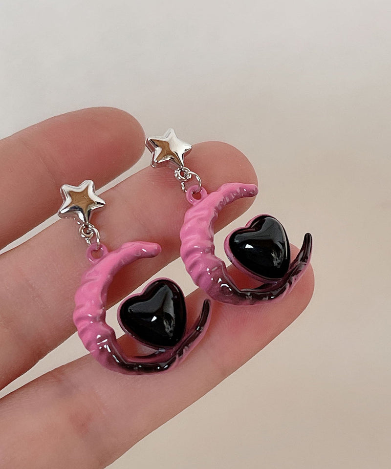 Drop Love Silver Alloy Gradient Sterling Glass Moon Pink Color