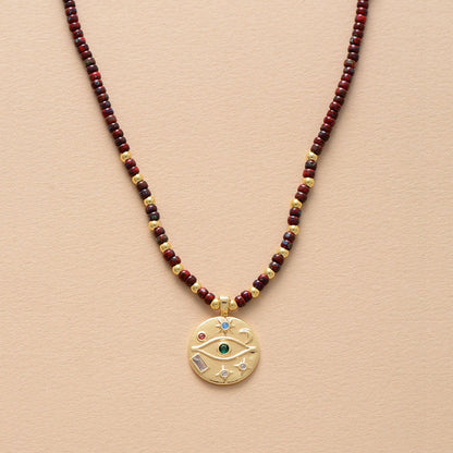 Seed Bead Pendant Choker Necklace